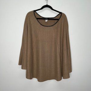 Cleo Apparel Women's Cape XL Soft Knit Paneled Short Cape Brown XL